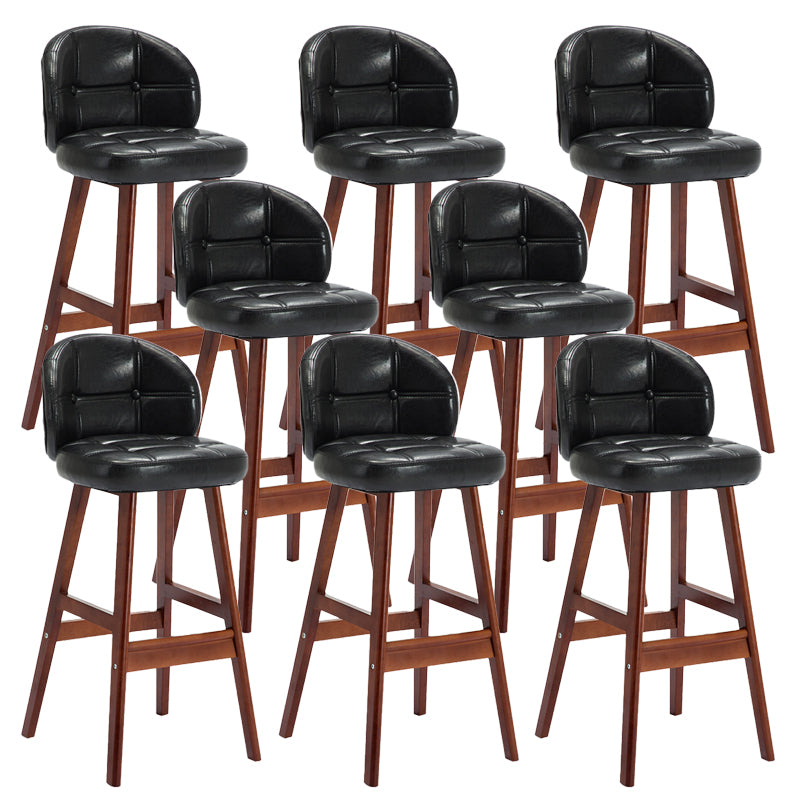 Taburetes de bar de interior contemporáneos de madera de caucho con respaldo bajo y cojín