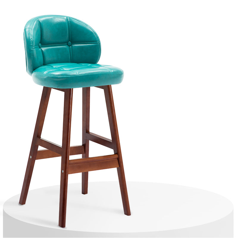 Taburetes de bar de interior contemporáneos de madera de caucho con respaldo bajo y cojín