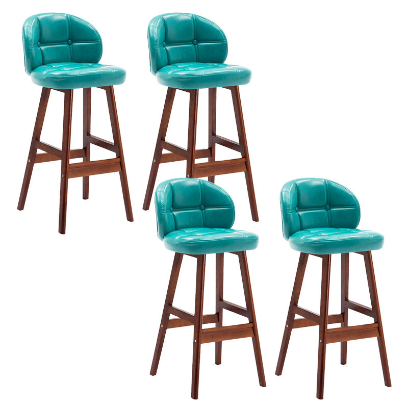 Taburetes de bar de interior contemporáneos de madera de caucho con respaldo bajo y cojín