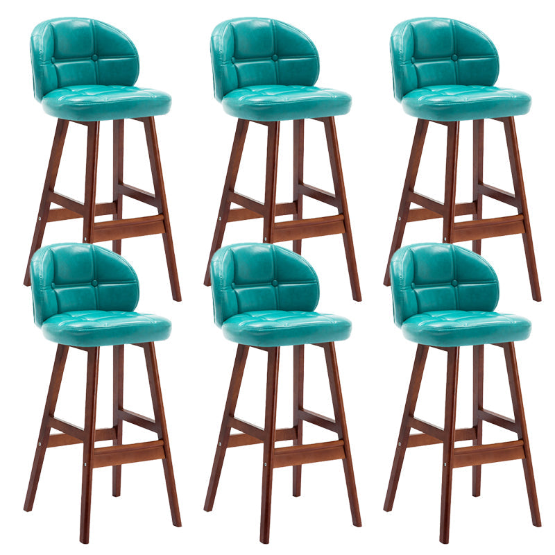 Taburetes de bar de interior contemporáneos de madera de caucho con respaldo bajo y cojín