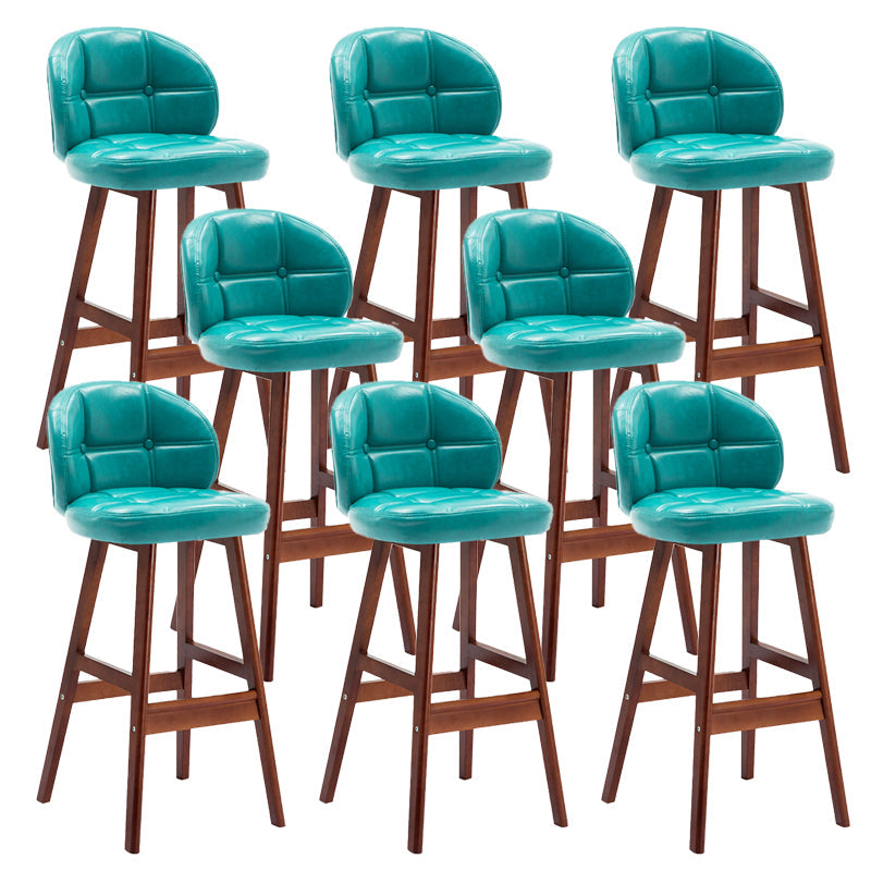 Taburetes de bar de interior contemporáneos de madera de caucho con respaldo bajo y cojín