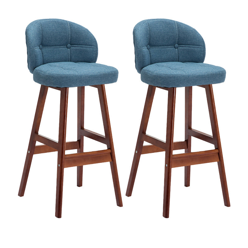 Taburetes de bar de interior contemporáneos de madera de caucho con respaldo bajo y cojín