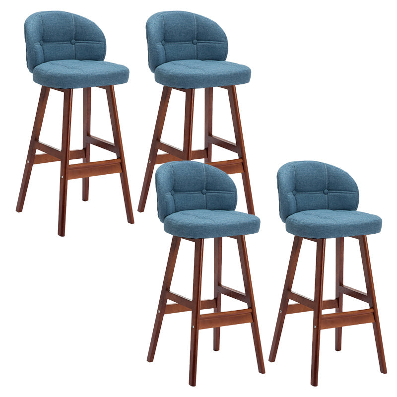 Taburetes de bar de interior contemporáneos de madera de caucho con respaldo bajo y cojín