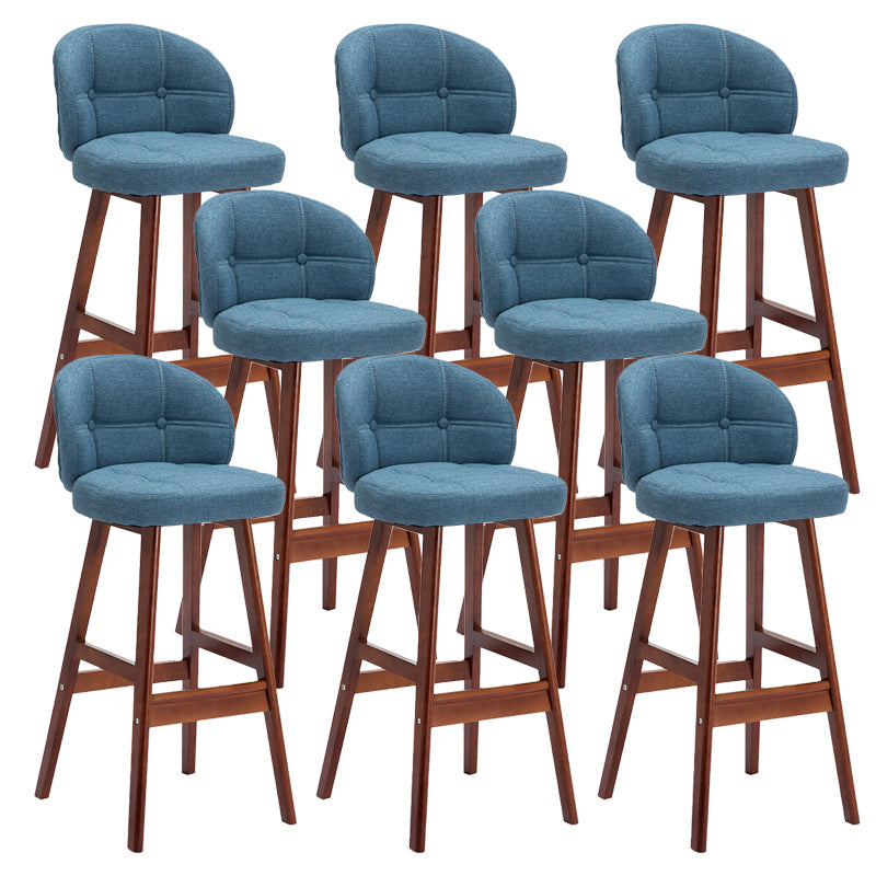 Taburetes de bar de interior contemporáneos de madera de caucho con respaldo bajo y cojín
