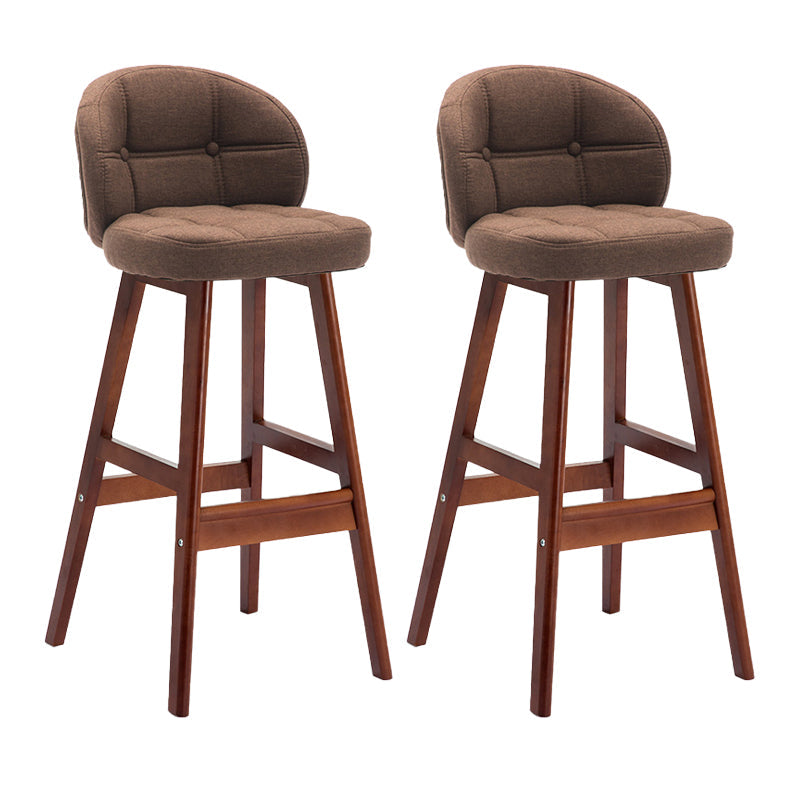 Taburetes de bar de interior contemporáneos de madera de caucho con respaldo bajo y cojín