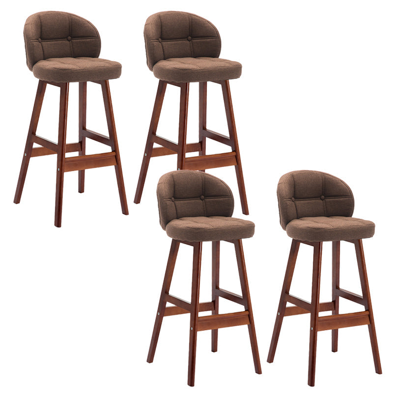 Taburetes de bar de interior contemporáneos de madera de caucho con respaldo bajo y cojín