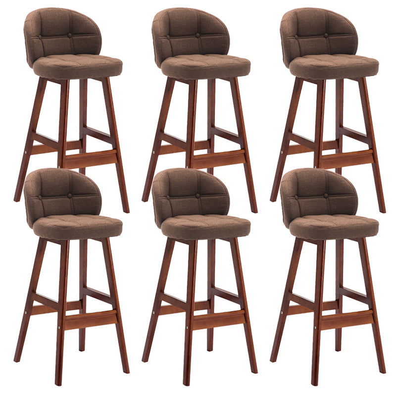 Taburetes de bar de interior contemporáneos de madera de caucho con respaldo bajo y cojín