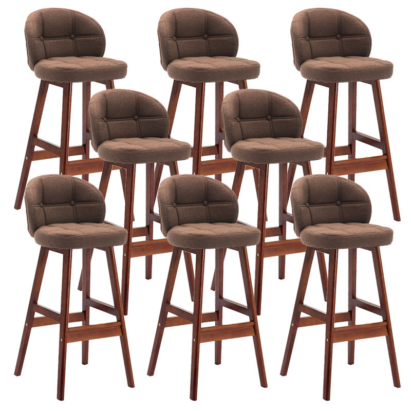 Taburetes de bar de interior contemporáneos de madera de caucho con respaldo bajo y cojín