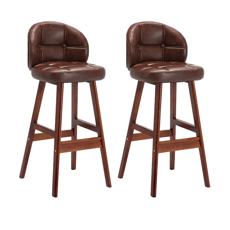Taburetes de bar de interior contemporáneos de madera de caucho con respaldo bajo y cojín
