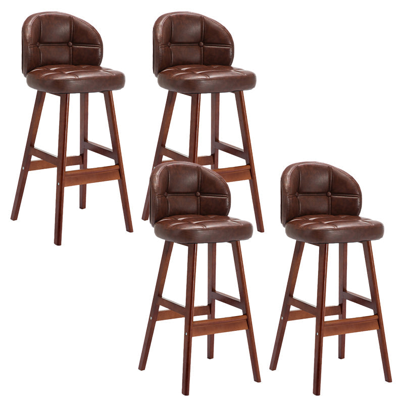 Taburetes de bar de interior contemporáneos de madera de caucho con respaldo bajo y cojín