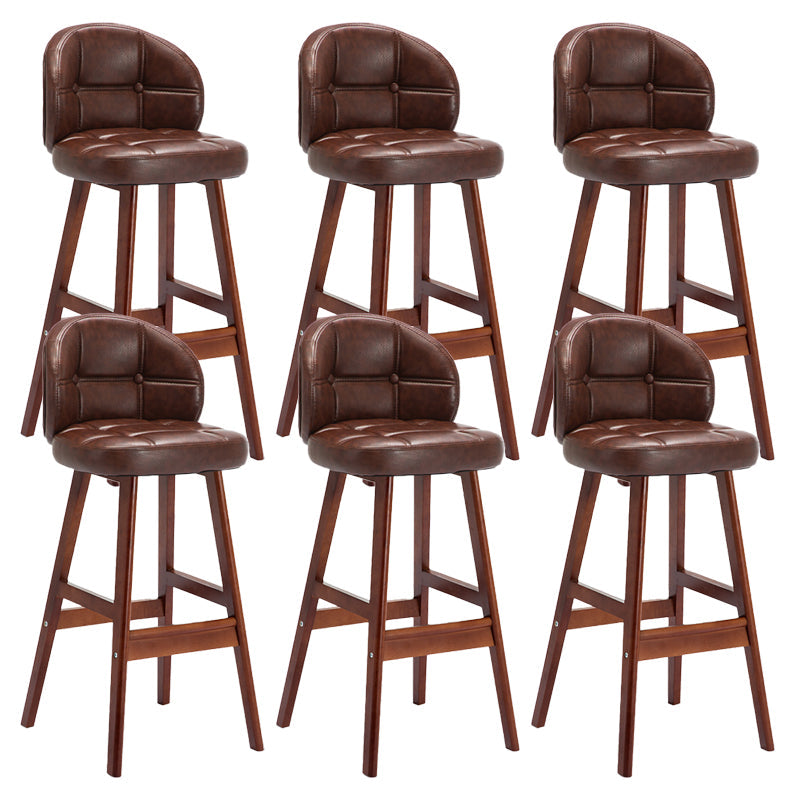 Taburetes de bar de interior contemporáneos de madera de caucho con respaldo bajo y cojín