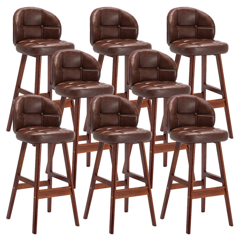 Taburetes de bar de interior contemporáneos de madera de caucho con respaldo bajo y cojín