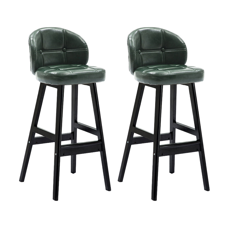 Taburetes de bar de interior contemporáneos de madera de caucho con respaldo bajo y cojín