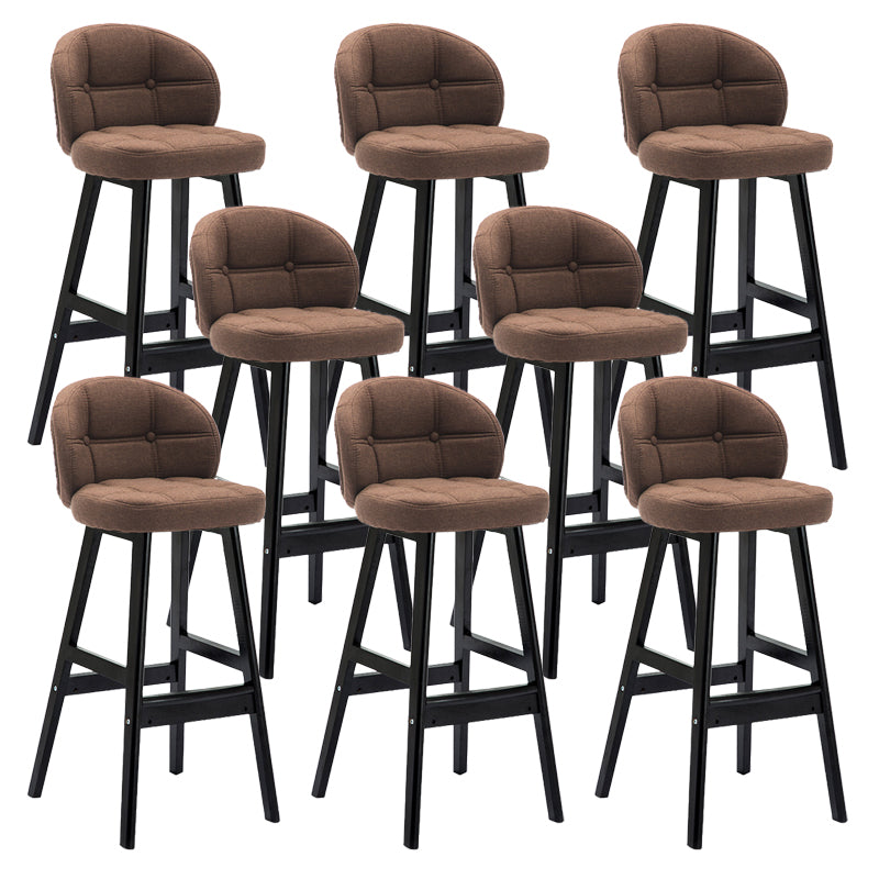 Taburetes de bar de interior contemporáneos de madera de caucho con respaldo bajo y cojín