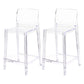 Contemporary Acrylic Low Back Armless Bar Stool with Footrest Clear 2 Piece Set Counter Stool(26"H) Clearhalo 'Bar Furniture' 'Bar Stools' 'bar_stools' 'furn' 'furn_bar_stools' 'Furniture' 'Kitchen & Dining Furniture' 7748625