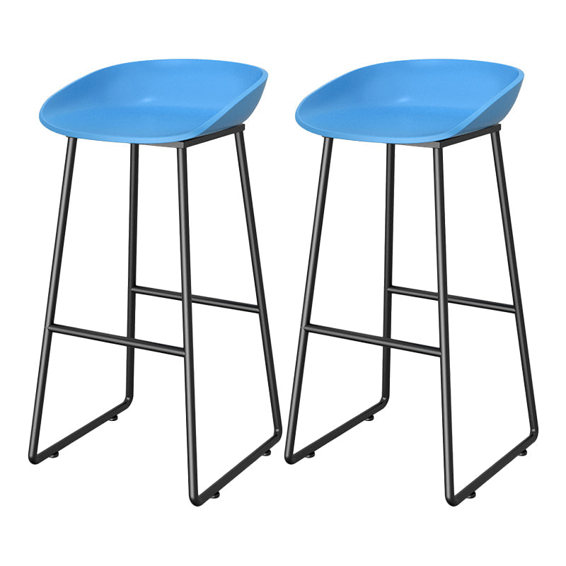 Modern Style Plastic Backless Counter High Stool with Metal Base Blue 2 Piece Set Clearhalo 'Bar Furniture' 'Bar Stools' 'bar_stools' 'furn' 'furn_bar_stools' 'Furniture' 'Kitchen & Dining Furniture' 7748708