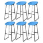 Modern Style Plastic Backless Counter High Stool with Metal Base Blue 6 Piece Set Clearhalo 'Bar Furniture' 'Bar Stools' 'bar_stools' 'furn' 'furn_bar_stools' 'Furniture' 'Kitchen & Dining Furniture' 7748710