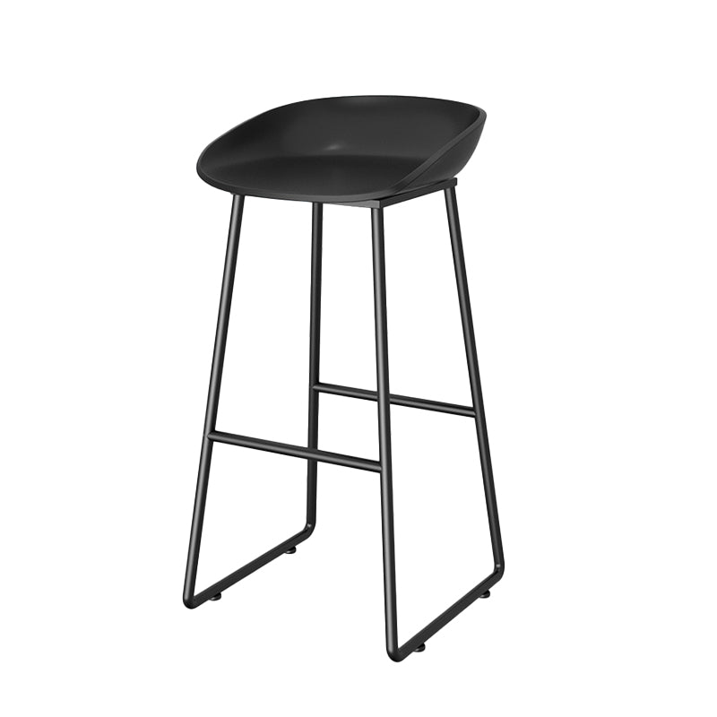 Contemporary Plastic Backrest Counter High Stool with Black Metal Base Black 1 Piece Clearhalo 'Bar Furniture' 'Bar Stools' 'bar_stools' 'furn' 'furn_bar_stools' 'Furniture' 'Kitchen & Dining Furniture' 7748715