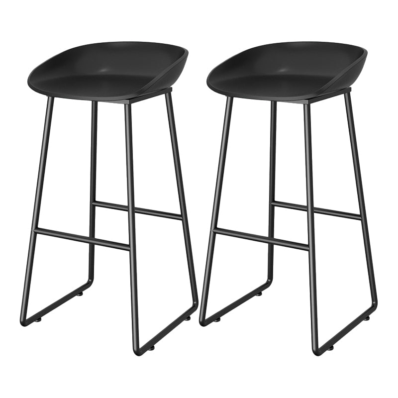Contemporary Plastic Backrest Counter High Stool with Black Metal Base Black 2 Piece Set Clearhalo 'Bar Furniture' 'Bar Stools' 'bar_stools' 'furn' 'furn_bar_stools' 'Furniture' 'Kitchen & Dining Furniture' 7748716