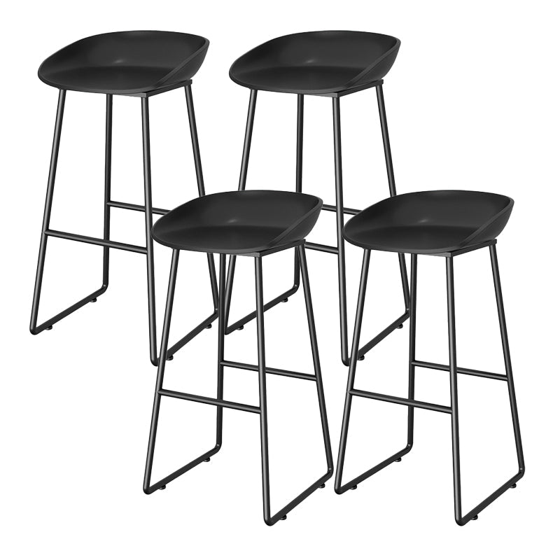 Contemporary Plastic Backrest Counter High Stool with Black Metal Base Black 4 Piece Set Clearhalo 'Bar Furniture' 'Bar Stools' 'bar_stools' 'furn' 'furn_bar_stools' 'Furniture' 'Kitchen & Dining Furniture' 7748718