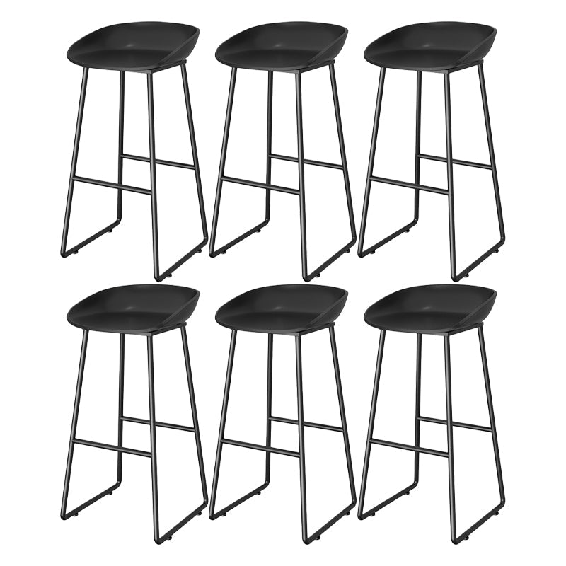 Contemporary Plastic Backrest Counter High Stool with Black Metal Base Black 6 Piece Set Clearhalo 'Bar Furniture' 'Bar Stools' 'bar_stools' 'furn' 'furn_bar_stools' 'Furniture' 'Kitchen & Dining Furniture' 7748721
