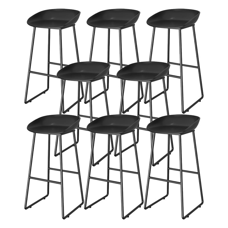 Contemporary Plastic Backrest Counter High Stool with Black Metal Base Black 8 Piece Set Clearhalo 'Bar Furniture' 'Bar Stools' 'bar_stools' 'furn' 'furn_bar_stools' 'Furniture' 'Kitchen & Dining Furniture' 7748723