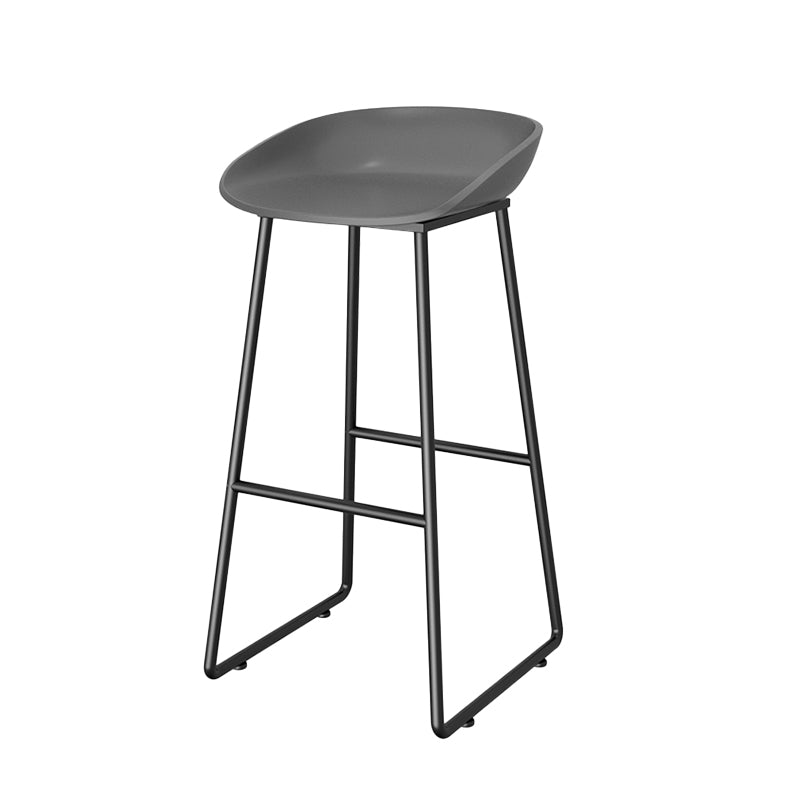 Contemporary Plastic Backrest Counter High Stool with Black Metal Base Grey 1 Piece Clearhalo 'Bar Furniture' 'Bar Stools' 'bar_stools' 'furn' 'furn_bar_stools' 'Furniture' 'Kitchen & Dining Furniture' 7748724