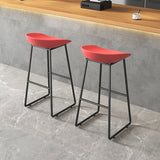 Contemporary Plastic Backrest Counter High Stool with Black Metal Base Clearhalo 'Bar Furniture' 'Bar Stools' 'bar_stools' 'furn' 'furn_bar_stools' 'Furniture' 'Kitchen & Dining Furniture' 7748725