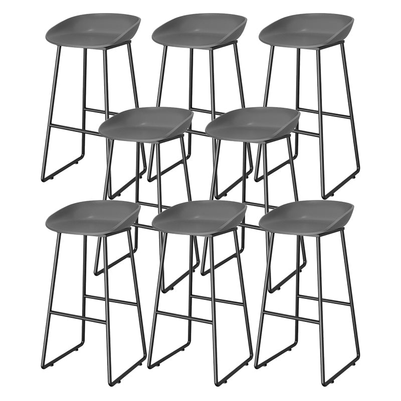 Contemporary Plastic Backrest Counter High Stool with Black Metal Base Grey 8 Piece Set Clearhalo 'Bar Furniture' 'Bar Stools' 'bar_stools' 'furn' 'furn_bar_stools' 'Furniture' 'Kitchen & Dining Furniture' 7748730