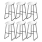 Contemporary Plastic Backrest Counter High Stool with Black Metal Base White 6 Piece Set Clearhalo 'Bar Furniture' 'Bar Stools' 'bar_stools' 'furn' 'furn_bar_stools' 'Furniture' 'Kitchen & Dining Furniture' 7748734