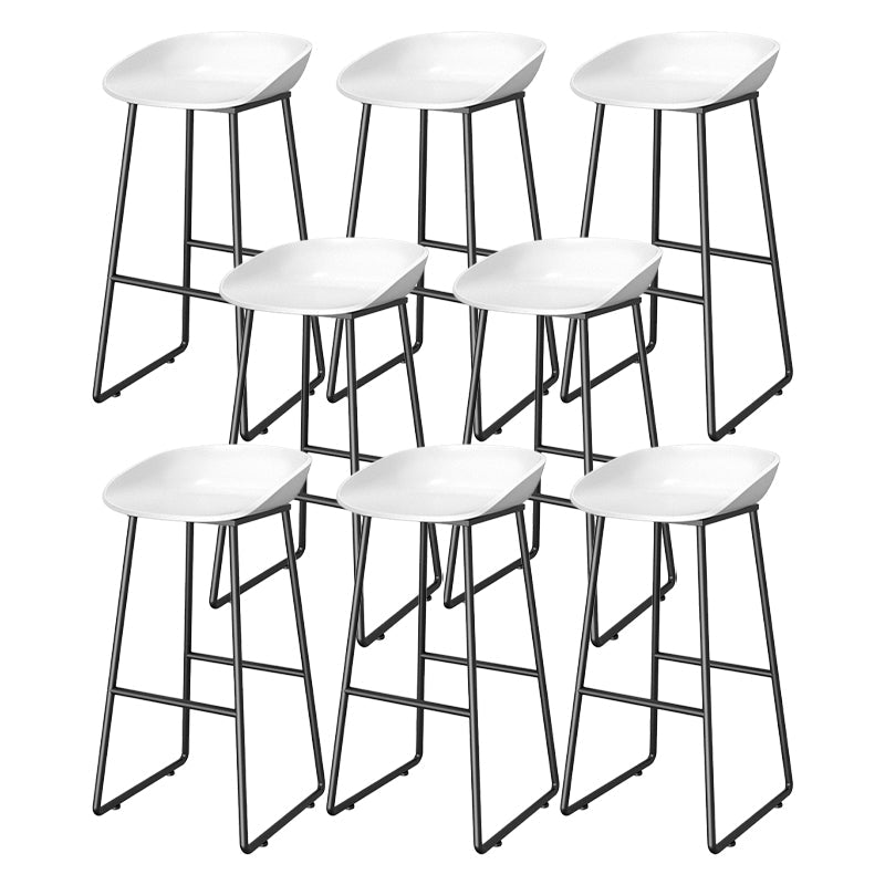 Contemporary Plastic Backrest Counter High Stool with Black Metal Base White 8 Piece Set Clearhalo 'Bar Furniture' 'Bar Stools' 'bar_stools' 'furn' 'furn_bar_stools' 'Furniture' 'Kitchen & Dining Furniture' 7748735