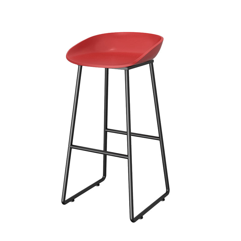 Contemporary Plastic Backrest Counter High Stool with Black Metal Base Red 1 Piece Clearhalo 'Bar Furniture' 'Bar Stools' 'bar_stools' 'furn' 'furn_bar_stools' 'Furniture' 'Kitchen & Dining Furniture' 7748736