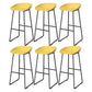 Contemporary Plastic Backrest Counter High Stool with Black Metal Base Yellow 6 Piece Set Clearhalo 'Bar Furniture' 'Bar Stools' 'bar_stools' 'furn' 'furn_bar_stools' 'Furniture' 'Kitchen & Dining Furniture' 7748744