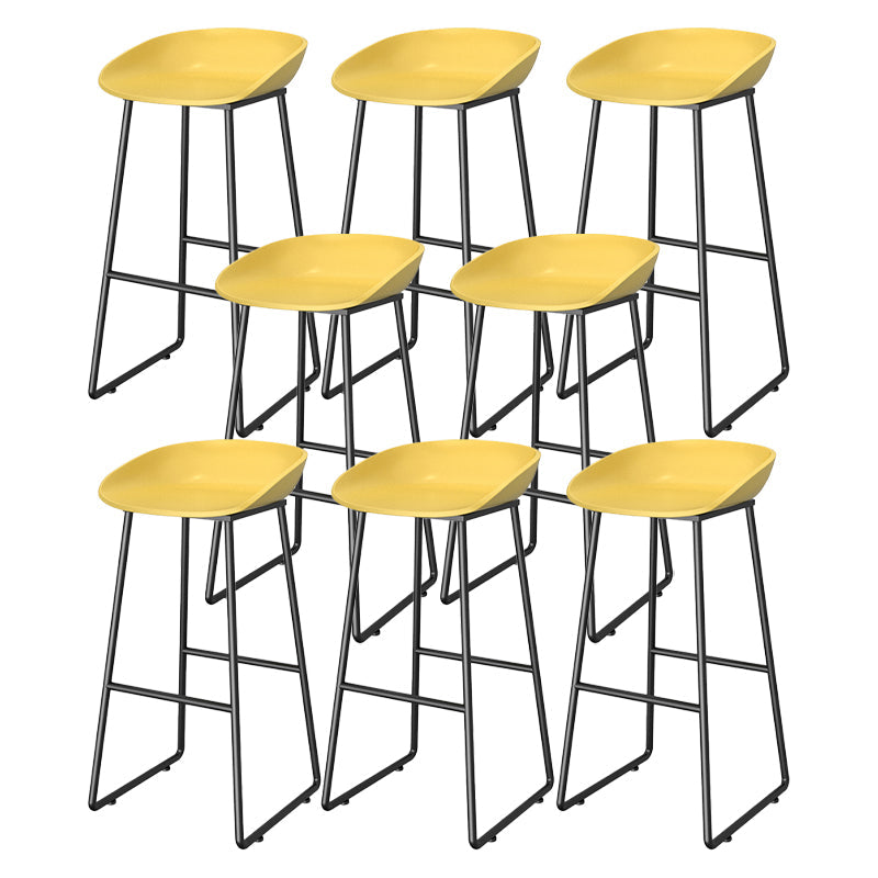 Contemporary Plastic Backrest Counter High Stool with Black Metal Base Yellow 8 Piece Set Clearhalo 'Bar Furniture' 'Bar Stools' 'bar_stools' 'furn' 'furn_bar_stools' 'Furniture' 'Kitchen & Dining Furniture' 7748745