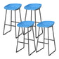 Contemporary Plastic Backrest Counter High Stool with Black Metal Base Blue 4 Piece Set Clearhalo 'Bar Furniture' 'Bar Stools' 'bar_stools' 'furn' 'furn_bar_stools' 'Furniture' 'Kitchen & Dining Furniture' 7748748