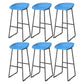 Contemporary Plastic Backrest Counter High Stool with Black Metal Base Blue 6 Piece Set Clearhalo 'Bar Furniture' 'Bar Stools' 'bar_stools' 'furn' 'furn_bar_stools' 'Furniture' 'Kitchen & Dining Furniture' 7748749