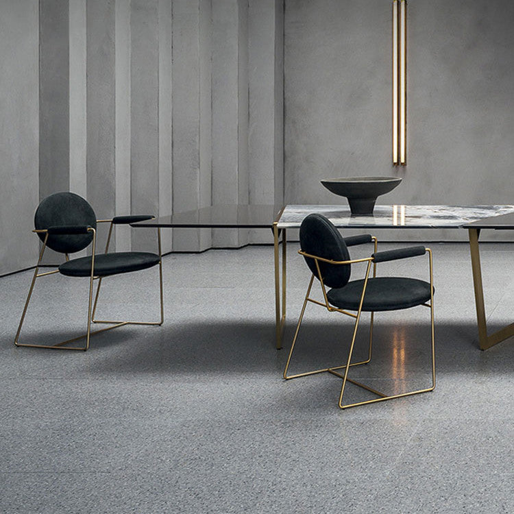 Blue and Gold Contemporary Faux Leather Dining Accent Chair for Home Clearhalo 'Dining Chairs' 'Dining Tables & Seating' 'dining_chair' 'furn' 'furn_dining_chair' 'Furniture' 'Kitchen & Dining Furniture' 7748847