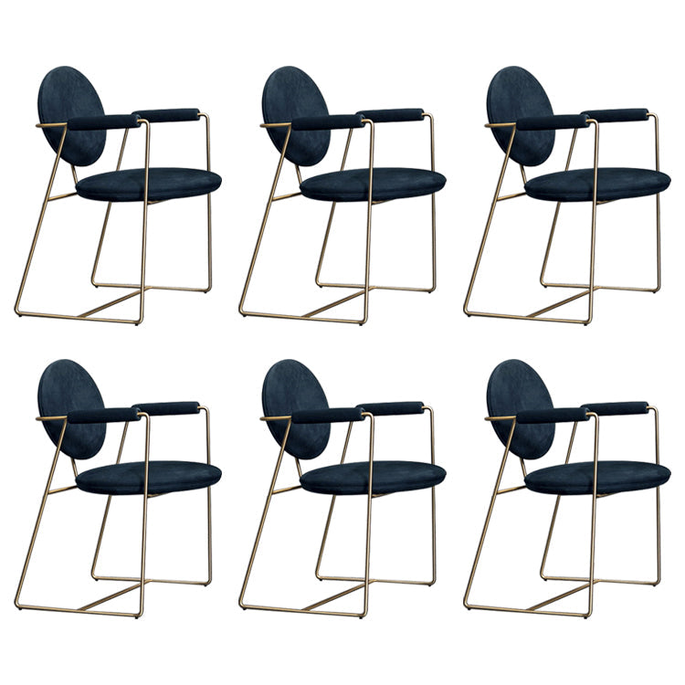 Blue and Gold Contemporary Faux Leather Dining Accent Chair for Home 6 Piece Set Clearhalo 'Dining Chairs' 'Dining Tables & Seating' 'dining_chair' 'furn' 'furn_dining_chair' 'Furniture' 'Kitchen & Dining Furniture' 7748848