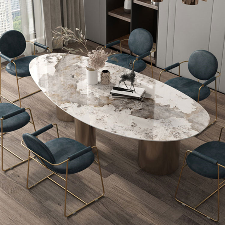 Blue and Gold Contemporary Faux Leather Dining Accent Chair for Home Clearhalo 'Dining Chairs' 'Dining Tables & Seating' 'dining_chair' 'furn' 'furn_dining_chair' 'Furniture' 'Kitchen & Dining Furniture' 7748851