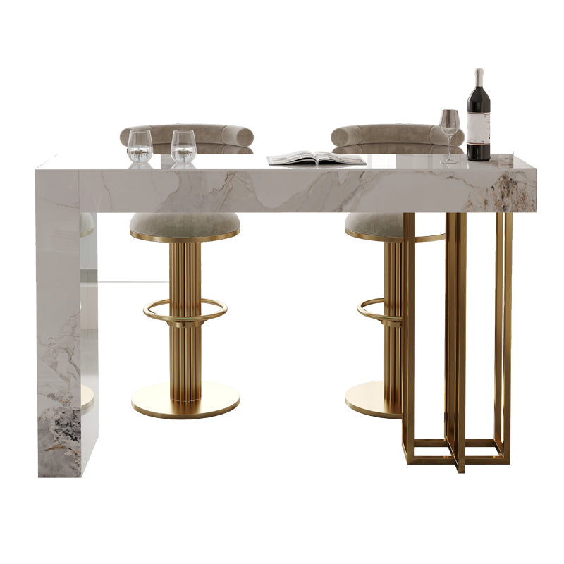 1/2/3 Pieces Glam Rectangle Sintered Stone Bar Table with High Stools