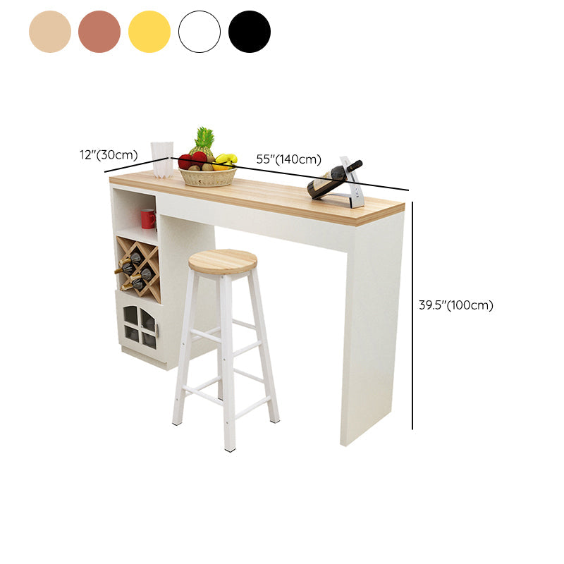 Mesa de bar rectangular con pedestal doble contemporánea para cocina, comedor