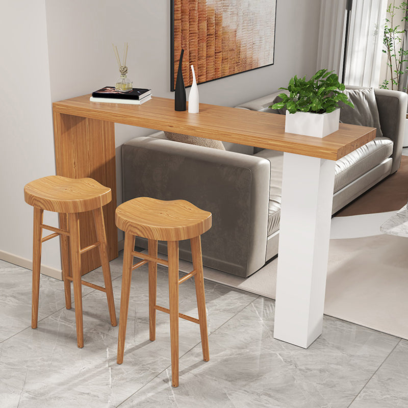 Contemporary Indoor Rectangle Bar Dining Table in Metal and Wood Clearhalo 'Bar Furniture' 'Bar Tables' 'bar_tables' 'furn' 'furn_bar_tables' 'Furniture' 'Kitchen & Dining Furniture' 7749086
