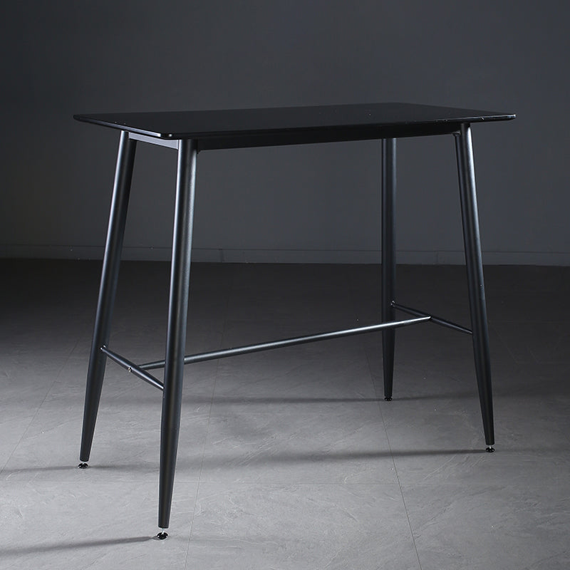 Indoor Modern Rectangle Trestle Bar Dining Table with Metal Legs Black Without Chairs Clearhalo 'Bar Furniture' 'Bar Tables' 'bar_tables' 'furn' 'furn_bar_tables' 'Furniture' 'Kitchen & Dining Furniture' 7749110