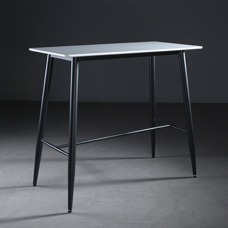 Indoor Modern Rectangle Trestle Bar Dining Table with Metal Legs White-Black Without Chairs Clearhalo 'Bar Furniture' 'Bar Tables' 'bar_tables' 'furn' 'furn_bar_tables' 'Furniture' 'Kitchen & Dining Furniture' 7749113