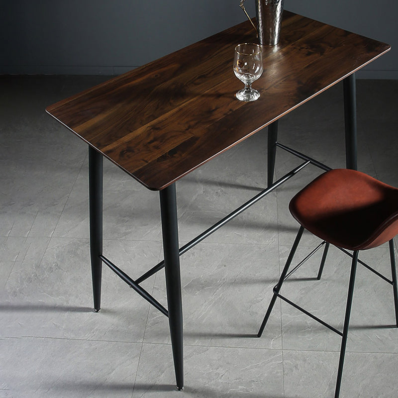 Indoor Modern Rectangle Trestle Bar Dining Table with Metal Legs Clearhalo 'Bar Furniture' 'Bar Tables' 'bar_tables' 'furn' 'furn_bar_tables' 'Furniture' 'Kitchen & Dining Furniture' 7749114