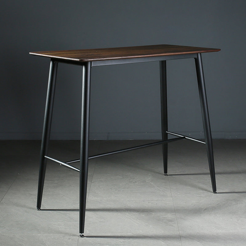 Indoor Modern Rectangle Trestle Bar Dining Table with Metal Legs Brown-Black Without Chairs Clearhalo 'Bar Furniture' 'Bar Tables' 'bar_tables' 'furn' 'furn_bar_tables' 'Furniture' 'Kitchen & Dining Furniture' 7749115