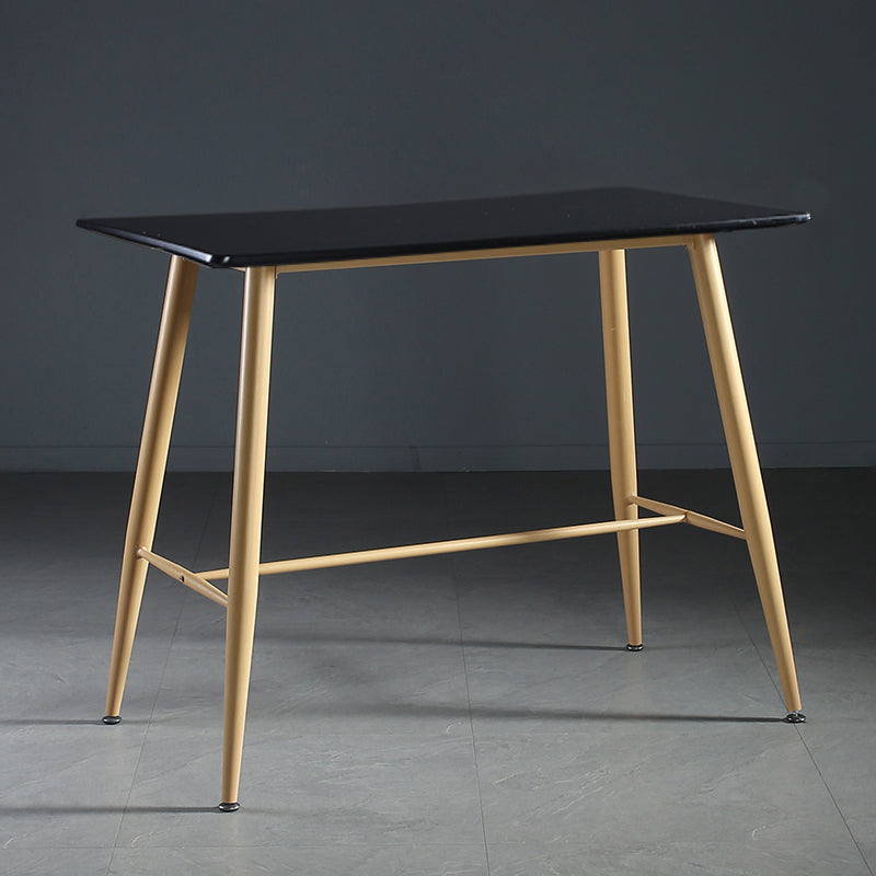 Indoor Modern Rectangle Trestle Bar Dining Table with Metal Legs Black-Gold Without Chairs Clearhalo 'Bar Furniture' 'Bar Tables' 'bar_tables' 'furn' 'furn_bar_tables' 'Furniture' 'Kitchen & Dining Furniture' 7749117
