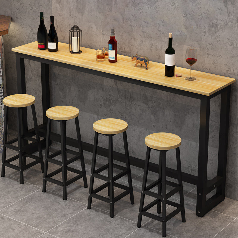 Indoor Modern Rectangle Trestle Bar Dining Table in Metal and Wood Clearhalo 'Bar Furniture' 'Bar Tables' 'bar_tables' 'furn' 'furn_bar_tables' 'Furniture' 'Kitchen & Dining Furniture' 7749126