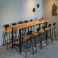 Mesa de bar con caballete rectangular para interiores industriales en metal y madera