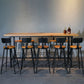 Mesa de bar con caballete rectangular para interiores industriales en metal y madera